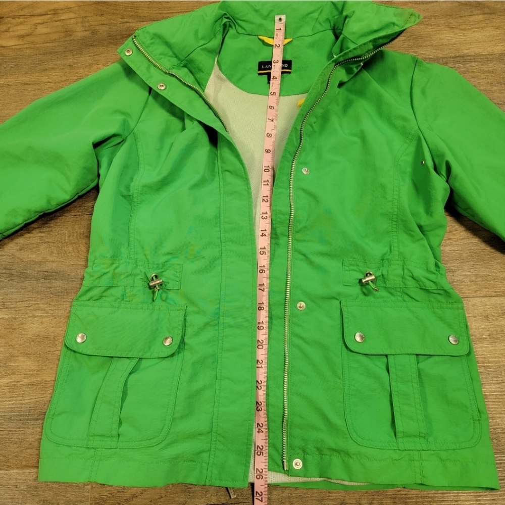 Lands End Womens Size S Rain Jacket Windbreaker Green Nylon Hooded Lightweight - Picture 7 of 16